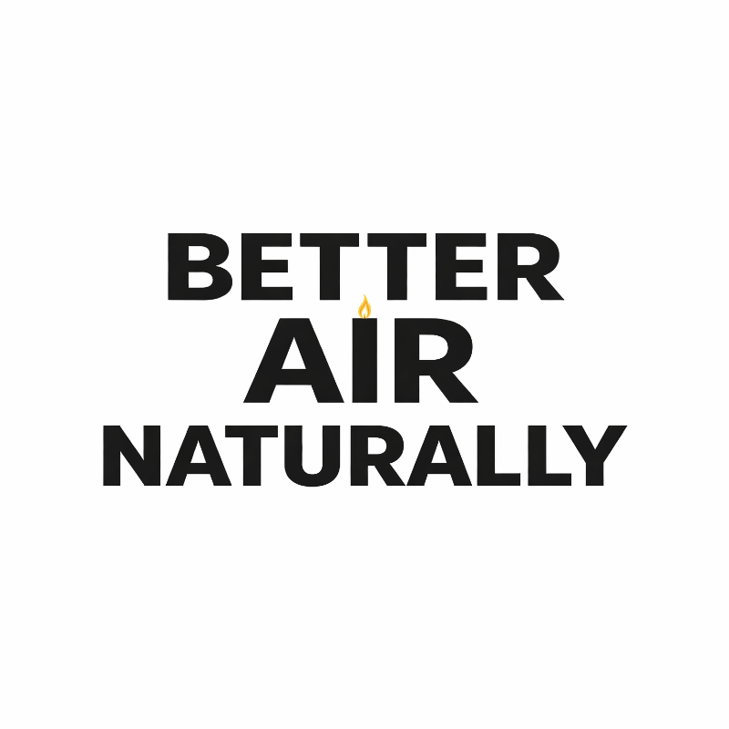 poster displaying bold words BETTER AIR NATURALLY, the letter i in 'air' is a pure beeswax candle
