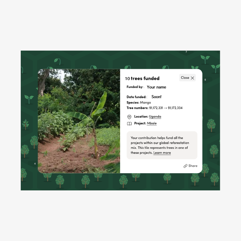 Details of tree funding on ecologi