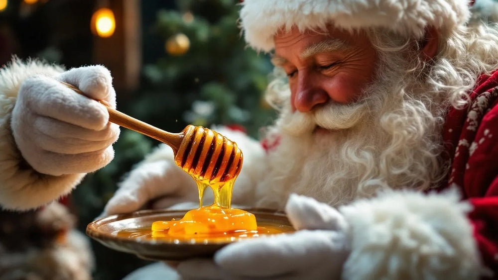 Santa drizzling honey 