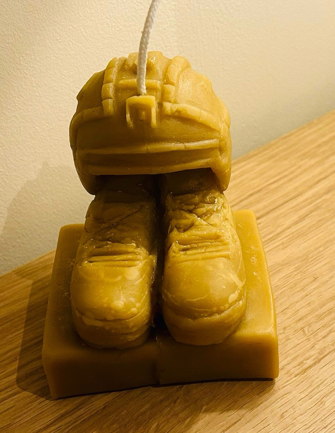 Close up of Veterans candle on wooden shelf